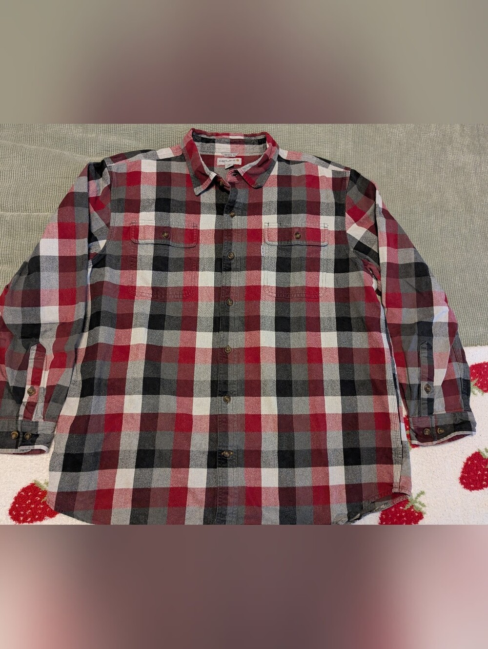 Carhartt Original Fit heavy cotton plaid flannel shirt Size XL